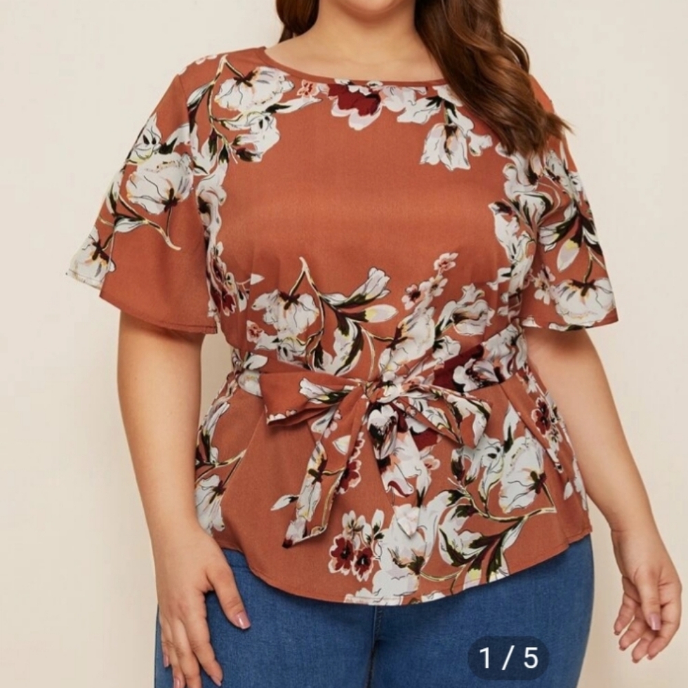 Shein orange tie top